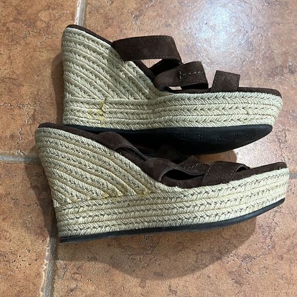 Ugg Tawnie brown suede espadrille wedges size 9 - Picture 7 of 10